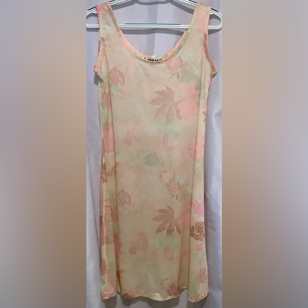 The New Generation USA Floral Pastel Pink Peach Sheer Slip Dress Juniors Size 9